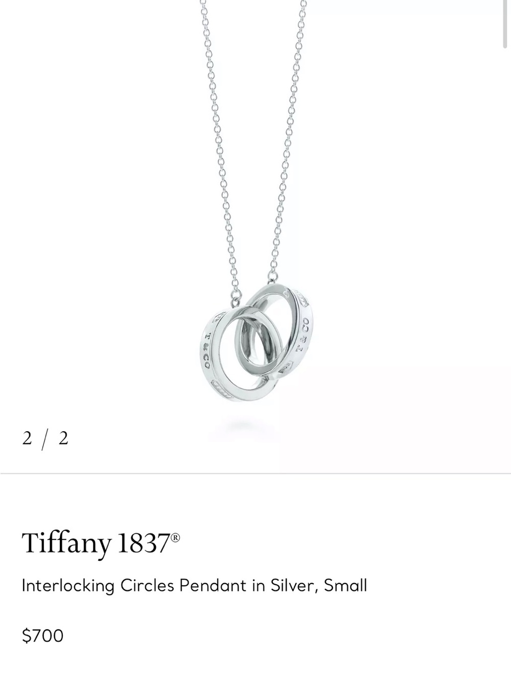 Tiffany & Co Interlocking Circles Pendant in Silver, Small